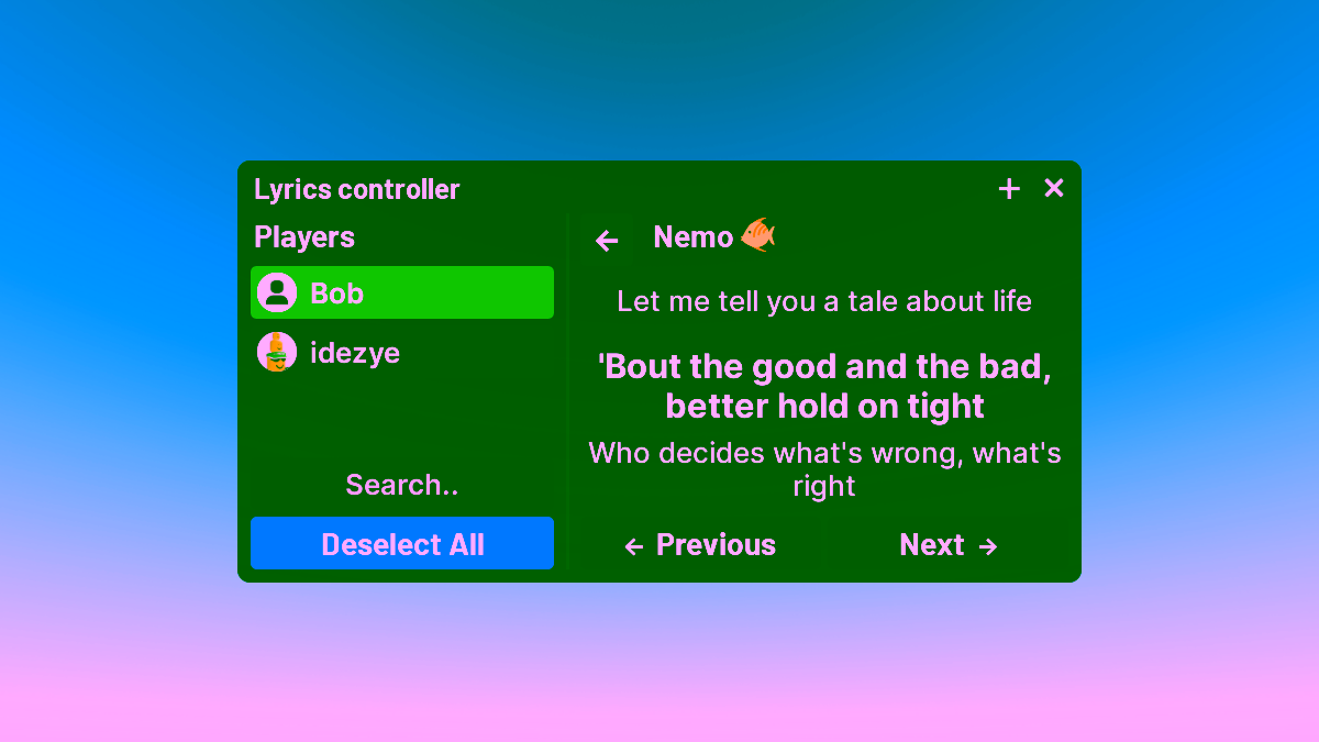 The refreshed interface of the Lyrics Controller